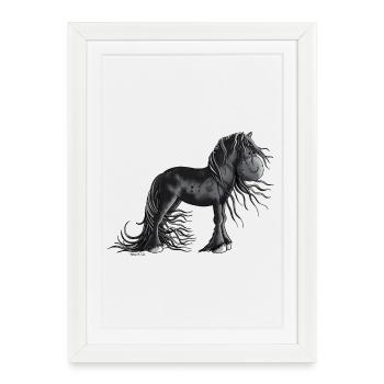 Sweet Friesian Horse - Affiche encadrée (27 × 37 cm) - blanc - Devant