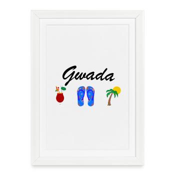 T-shirt Guadeloupe gwada sun rum sea beach - Framed poster (27 × 37 cm) - white - Front