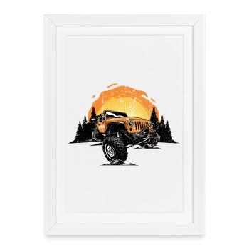 Sunrise Jeep Tout-terrain Vista - Affiche encadrée (27 × 37 cm) - blanc - Devant