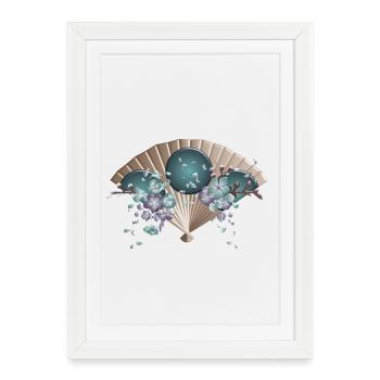 Japonais Mode Style Fleur de cerisier japonais - Affiche encadrée (27 × 37 cm) - blanc - Devant
