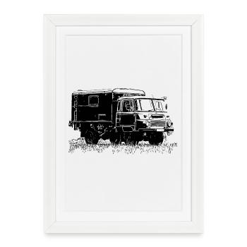 Camion fourgon Robur LO 2002 - Affiche encadrée (27 × 37 cm) - blanc - Devant