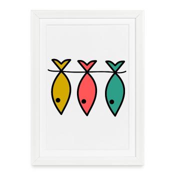 FISH. FISHING. FISHERMAN. BOAT. RETIREMENT. FEAST - Framed poster (27 × 37 cm) - white - Front