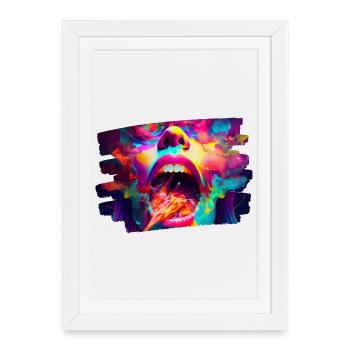 kunst kreativ lustig horror monster techno party - Gerahmtes Poster (27 × 37 cm) - Weiß - Vorne