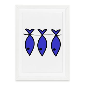 SARDINE. FISH. APRIL FOOL. EASTER. SEA - Framed poster (27 × 37 cm) - white - Front