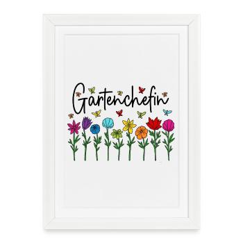 Garten Chefin Blumen Gartenarbeit Gartenchefin - Gerahmtes Poster (27 × 37 cm) - Weiß - Vorne