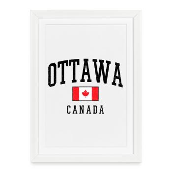 Drapeau d’Ottawa Canada – Look vintage - Affiche encadrée (27 × 37 cm) - blanc - Devant