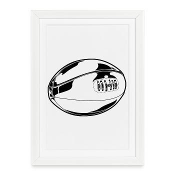 Croquis de ballon de rugby - Affiche encadrée (27 × 37 cm) - blanc - Devant