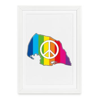 Insel Fehmarn Love Peace Arc-en-ciel - Affiche encadrée (27 × 37 cm) - blanc - Devant