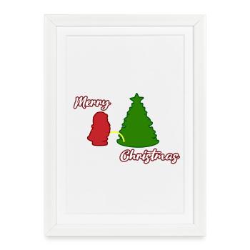 Père Noël - Sapin de Noël - Père Noël - Affiche encadrée (27 × 37 cm) - blanc - Devant