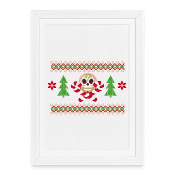 Gingerbread Man Sugar Skull Pattern for Christmas - Framed poster (27 × 37 cm) - white - Front