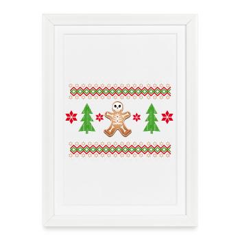 Gingerbread Man Sugar Skull Pattern for Christmas - Framed poster (27 × 37 cm) - white - Front