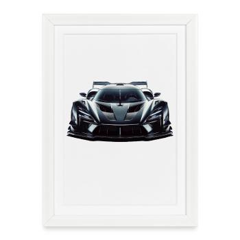 Voiture de course futuriste extrêmement puissante - Affiche encadrée (27 × 37 cm) - blanc - Devant