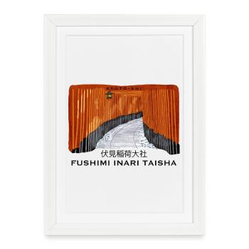 Japan, Kyoto, Fushimi Inari Taisha Torii Drawing - Framed poster (27 × 37 cm) - white - Front