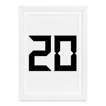 20. 20 ANS. 20e ANNIVERSAIRE. ANNIVERSAIRE 20 ANS. - Affiche encadrée (27 × 37 cm) - blanc - Devant