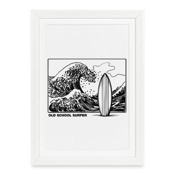 Surfeur de la vieille école - Affiche encadrée (27 × 37 cm) - blanc - Devant
