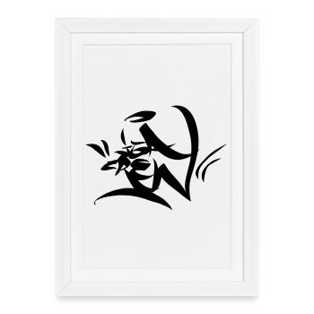 Graffiti Tag Enterrement de vie de garçon Crew Ange 01 1C - Affiche encadrée (27 × 37 cm) - blanc - Devant