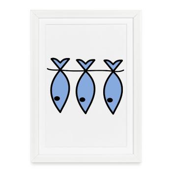 FISH. APRIL FOOLS. HUMOR. SEA. OCEAN - Framed poster (27 × 37 cm) - white - Front