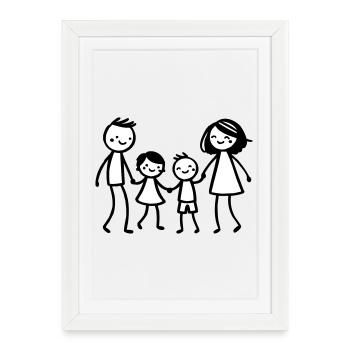 Famille - Affiche encadrée (27 × 37 cm) - blanc - Devant