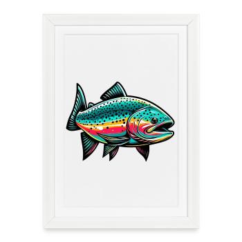 Saumon - Affiche encadrée (27 × 37 cm) - blanc - Devant