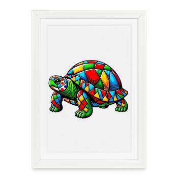 Arlequin Tortue - Affiche encadrée (27 × 37 cm) - blanc - Devant