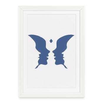 Kissing faces or a butterfly - Framed poster (27 × 37 cm) - white - Front