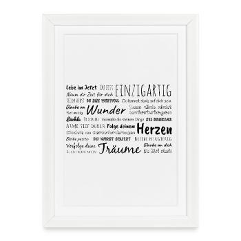 Vous êtes unique – pos. Affirmations et dictons - Affiche encadrée (27 × 37 cm) - blanc - Devant