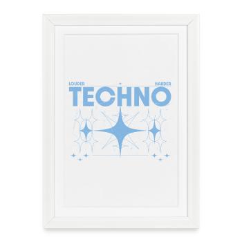 Louder Techno – Chemise Rave & Festival - Affiche encadrée (27 × 37 cm) - blanc - Devant