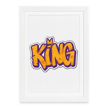 King - Graffiti coloré Streetwear Design - Affiche encadrée (27 × 37 cm) - blanc - Devant