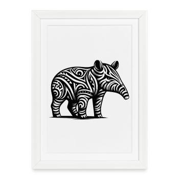 Tapir tribal - Affiche encadrée (27 × 37 cm) - blanc - Devant