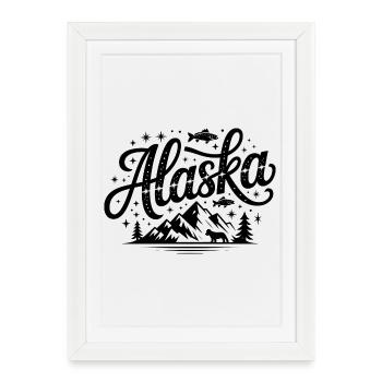 Alaska - Souvenir USA State Design - Affiche encadrée (27 × 37 cm) - blanc - Devant