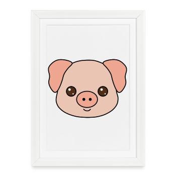 Cute Piglet Face Illustration - Framed poster (27 × 37 cm) - white - Front