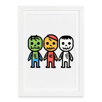 Zombies Halloween - Affiche encadrée (27 × 37 cm) - blanc - Devant