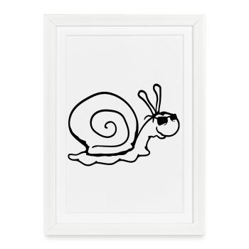 Snail Sunglasses Cool Black Glasses Smile - Framed poster (27 × 37 cm) - white - Front