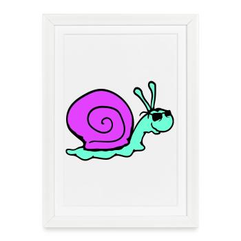 Snail Sunglasses Cool Black Glasses Smile - Framed poster (27 × 37 cm) - white - Front