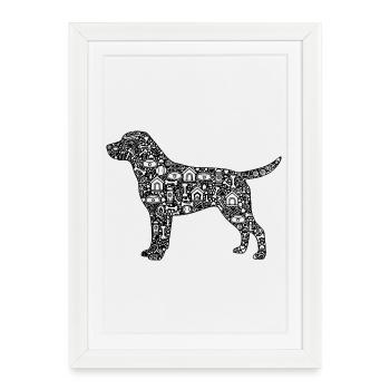 Labrador Retriever Design Chien - Affiche encadrée (27 × 37 cm) - blanc - Devant