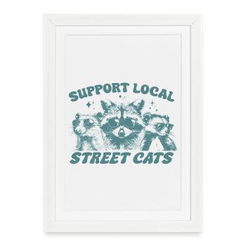 Soutenez les chats des rues locaux - Affiche encadrée (27 × 37 cm) - blanc - Devant