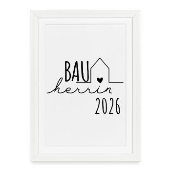 Constructeur 2026 Cadeau Maison Construction Chantier - Affiche encadrée (27 × 37 cm) - blanc - Devant