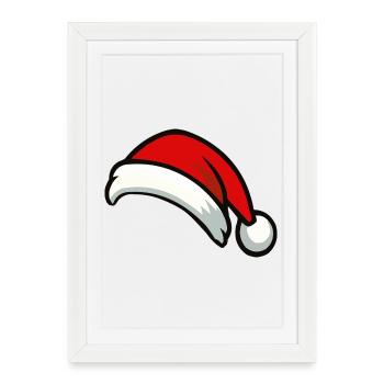 Chapeau de Père Noël Graphique - Affiche encadrée (27 × 37 cm) - blanc - Devant