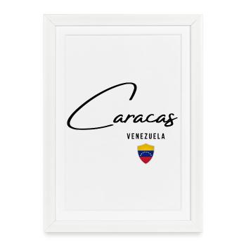 Caracas, Venezuela, design élégant de Caracas - Affiche encadrée (27 × 37 cm) - blanc - Devant