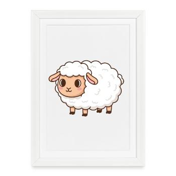 Mouton - Affiche encadrée (27 × 37 cm) - blanc - Devant