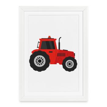 Traktor - Gerahmtes Poster (27 × 37 cm) - Weiß - Vorne