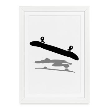 Skateboard - Affiche encadrée (27 × 37 cm) - blanc - Devant