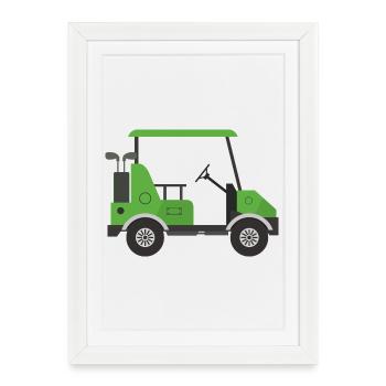 Voiturettes de golf - Affiche encadrée (27 × 37 cm) - blanc - Devant