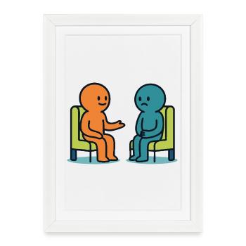Santé mentale – Illustration minimaliste - Affiche encadrée (27 × 37 cm) - blanc - Devant