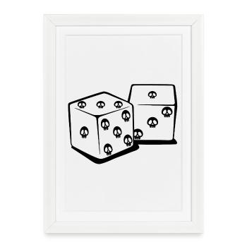 Playing with dice (black) - Framed poster (27 × 37 cm) - white - Front