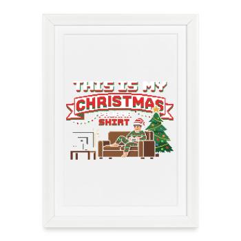 Joueur Pyjama de Noël Drôle Cool Épique Gamer - Affiche encadrée (27 × 37 cm) - blanc - Devant
