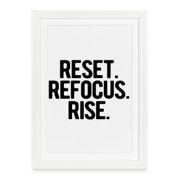 Reset Refocus Rise | New Year's resolutions 2026 - Framed poster (27 × 37 cm) - white - Front