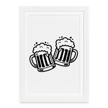 Chop de bière Cheers Bière de bande dessinée - Affiche encadrée (27 × 37 cm) - blanc - Devant