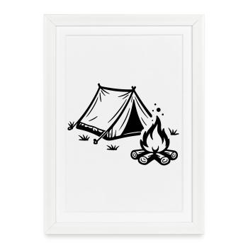 Tent Campfire Camping - Framed poster (27 × 37 cm) - white - Front