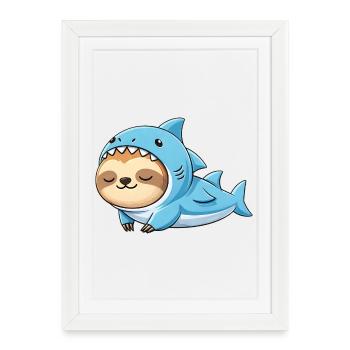 Costume de dessin animé de paresseux mignon, Carnaval du Brésil - Affiche encadrée (27 × 37 cm) - blanc - Devant
